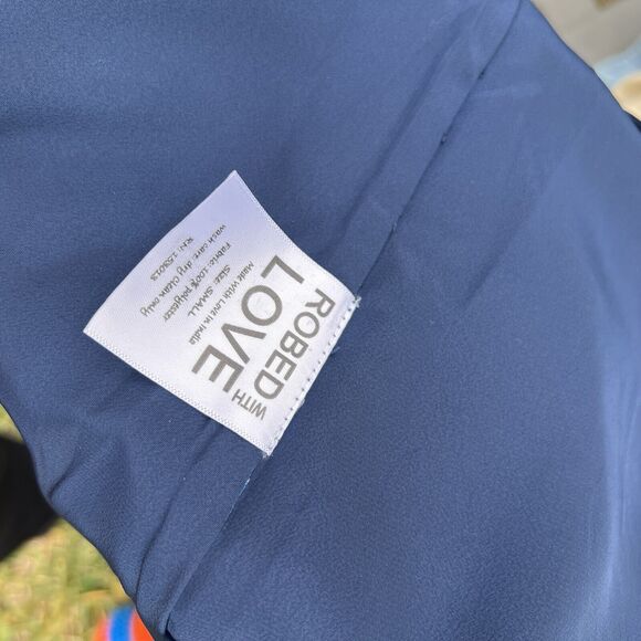 Robed with Love Hildy Robe Blue Floral Embroidered Bridesmaid Bell Sleeves Small - Picture 6 of 9